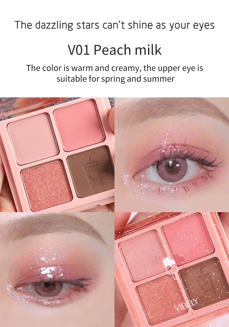 Factory Supply Direct Sales Highlighter Palette Multi-use 4-color Eyeshadow Shimmer Daily Light Makeup Eyeshadow Palette