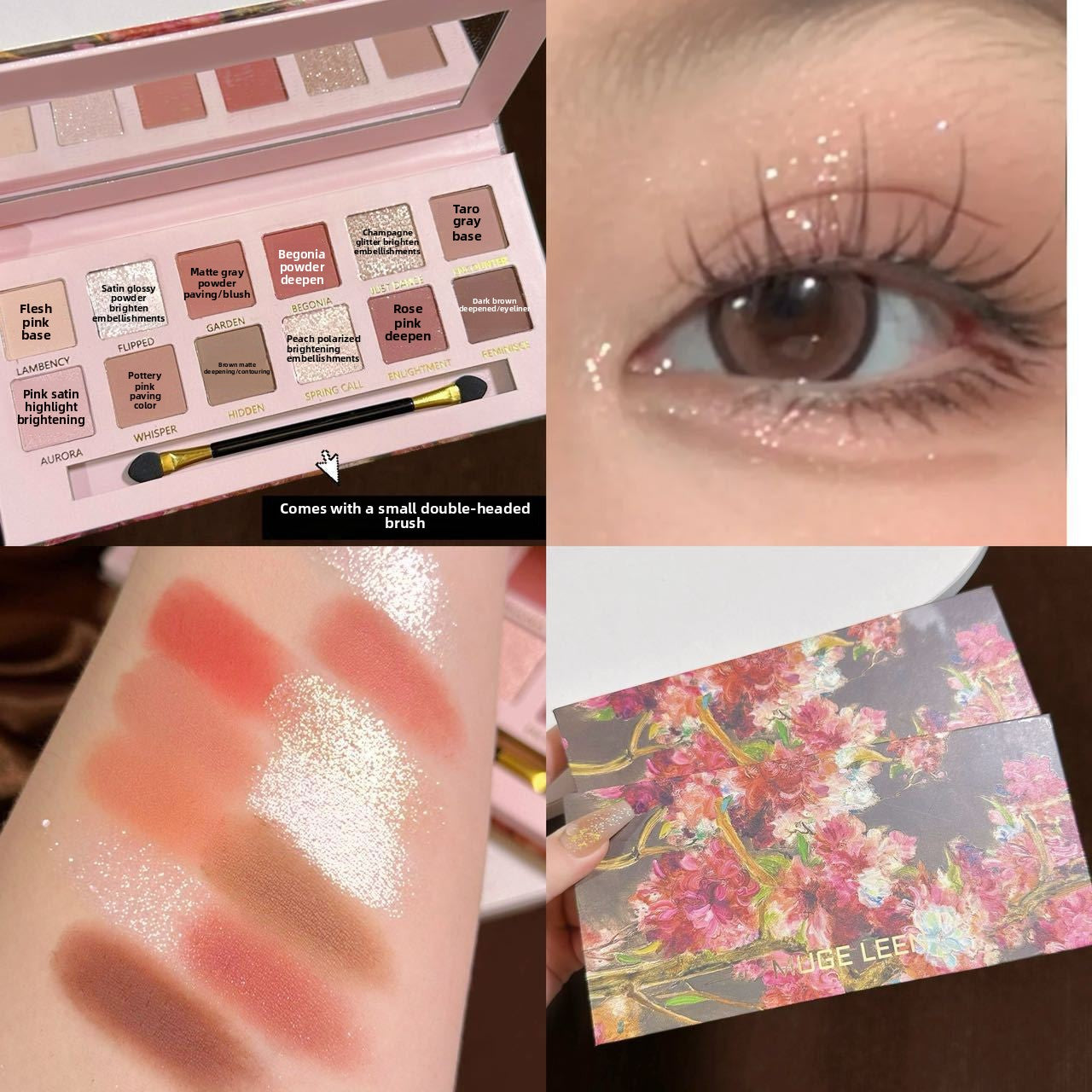 Factory Supply Direct Sales 12 Colors Begonia Flower Oil Painting Style Pink Brown Eyeshadow Plate