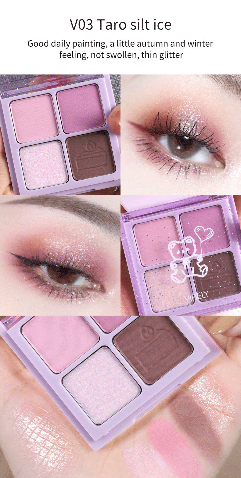 Factory Supply Direct Sales Highlighter Palette Multi-use 4-color Eyeshadow Shimmer Daily Light Makeup Eyeshadow Palette