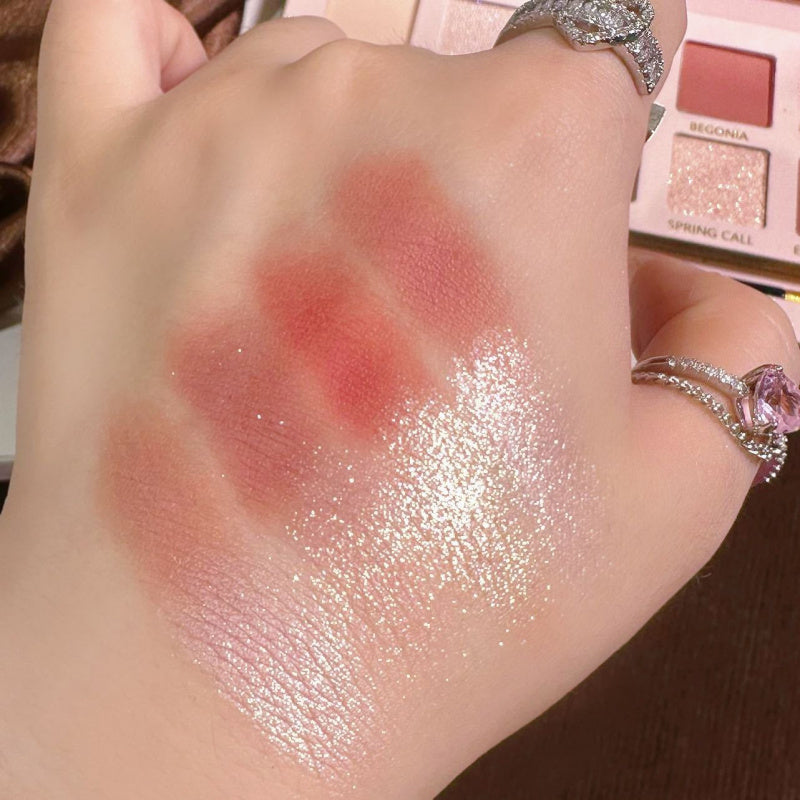 Factory Supply Direct Sales 12 Colors Begonia Flower Oil Painting Style Pink Brown Eyeshadow Plate