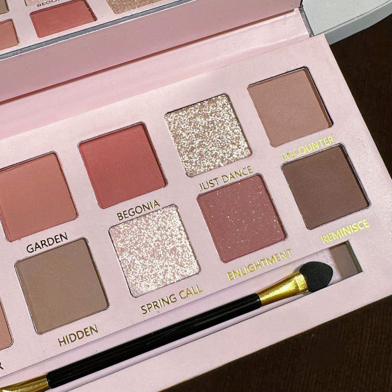 Factory Supply Direct Sales 12 Colors Begonia Flower Oil Painting Style Pink Brown Eyeshadow Plate