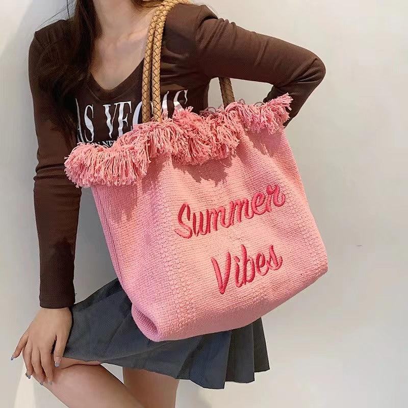 RSD New shoulder beach bag large capacity canvas tote bag handbag handbag women's bag