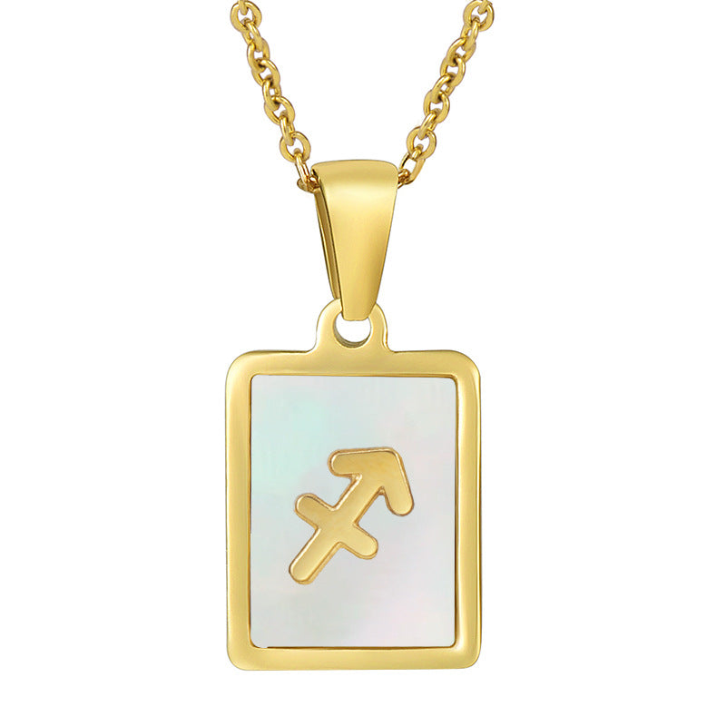 RSD 18K stainless steel simple titanium steel 12 constellations necklace shell constellation pendant jewelry female