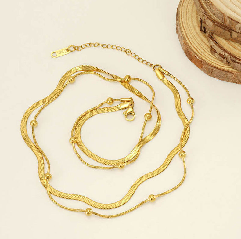 RSD Stainless Steel Double Layers Necklace Collarbone Chain Personalized Design necklace