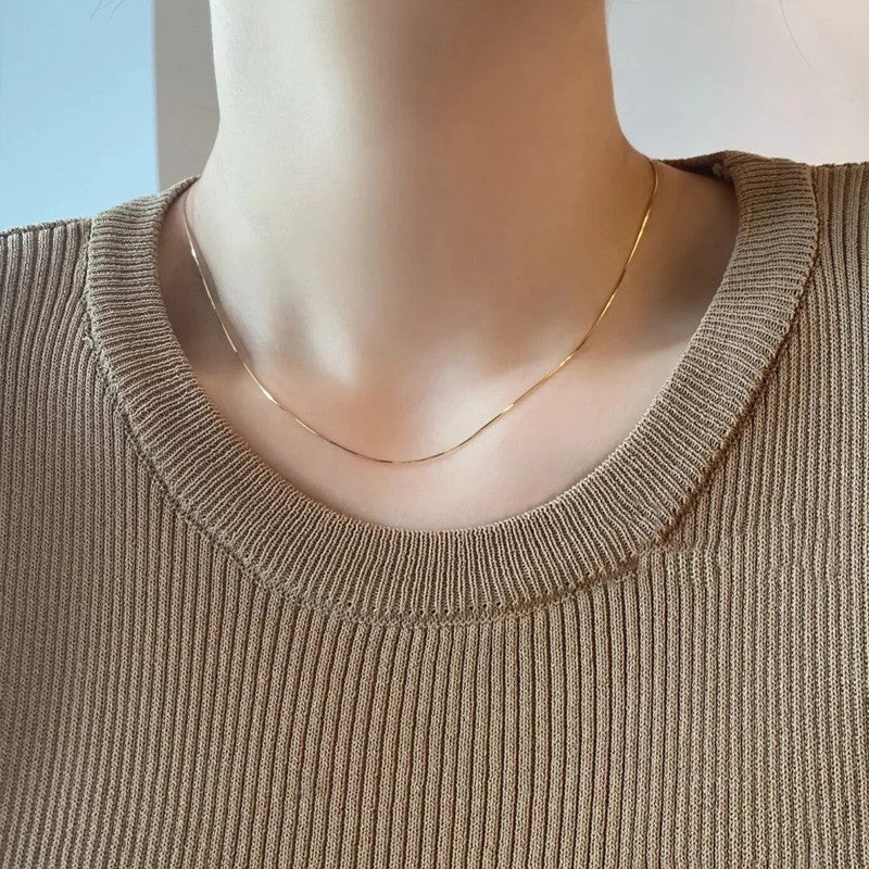RSD Luxury exquisite fashion gold titanium steel adjustable thin collarbone necklace for women