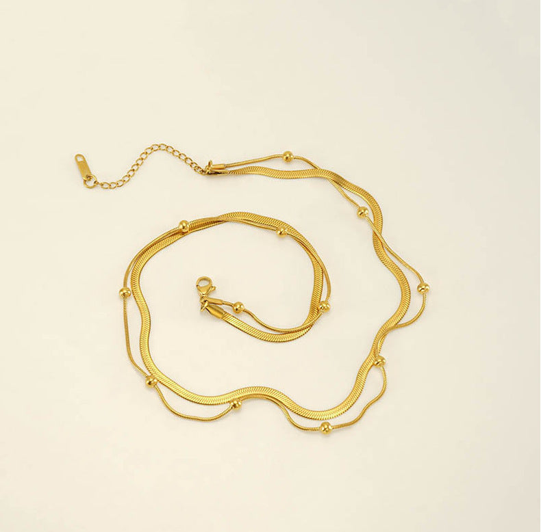 RSD Stainless Steel Double Layers Necklace Collarbone Chain Personalized Design necklace