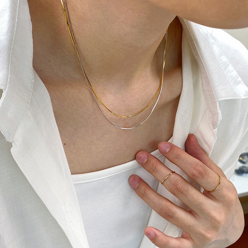 RSD Luxury exquisite fashion gold titanium steel adjustable thin collarbone necklace for women