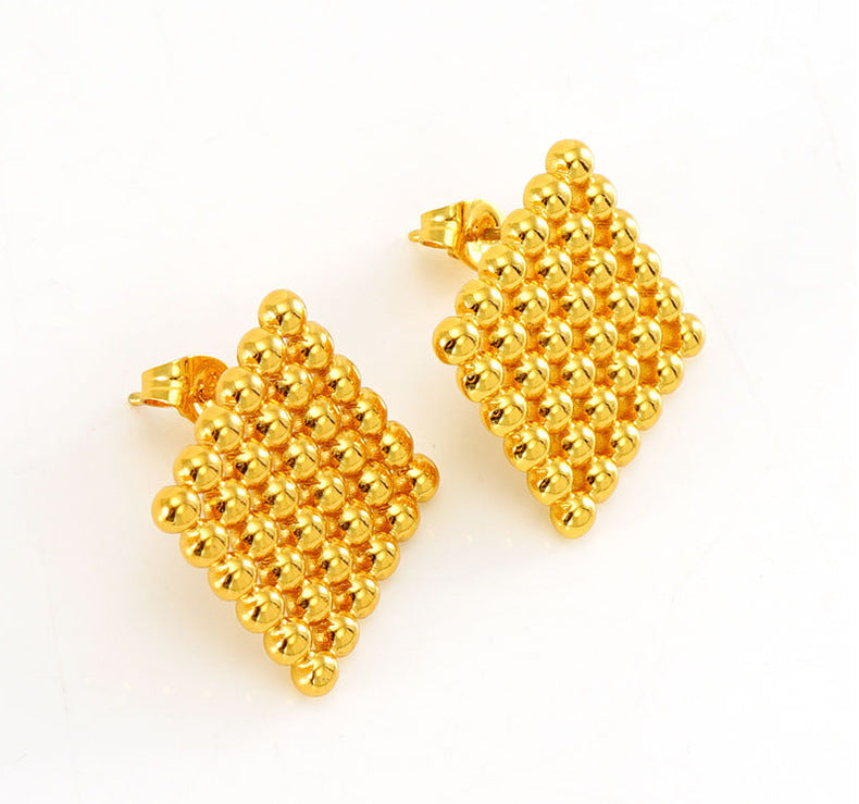RSD Titanium steel round bead earrings female niche design stainless steel square love earrings triangle earrings