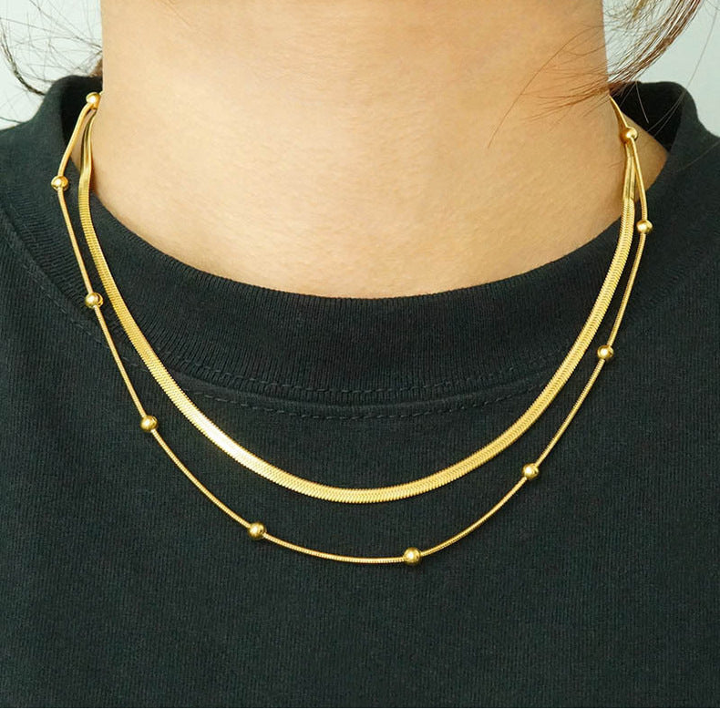 RSD Stainless Steel Double Layers Necklace Collarbone Chain Personalized Design necklace