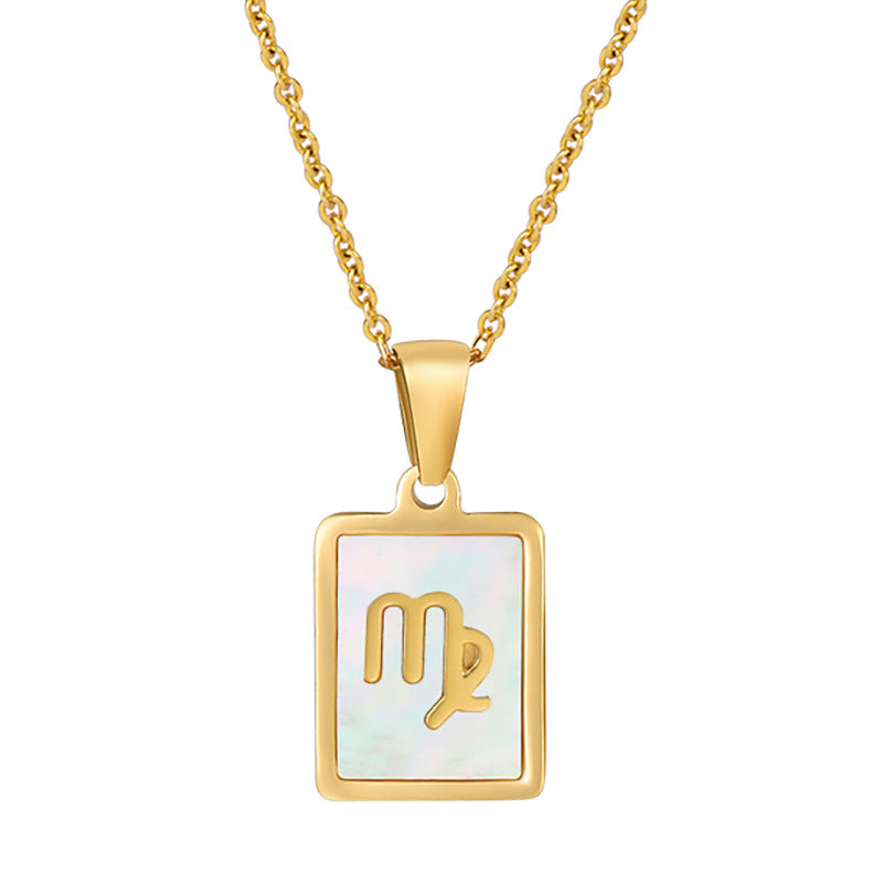 RSD 18K stainless steel simple titanium steel 12 constellations necklace shell constellation pendant jewelry female