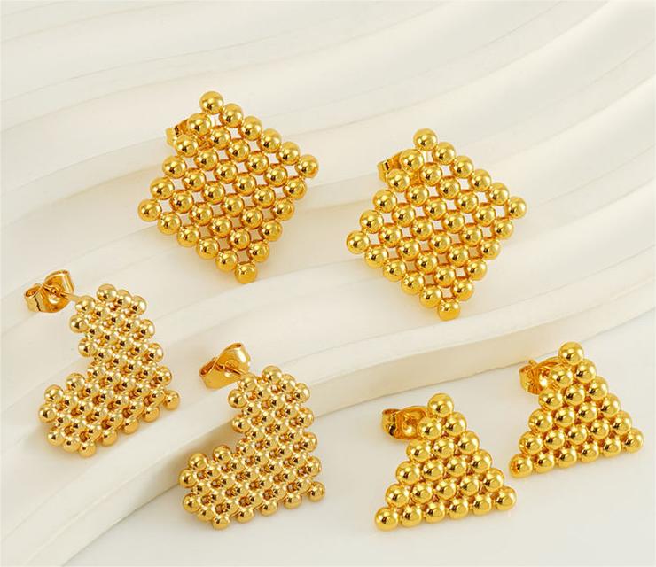 RSD Titanium steel round bead earrings female niche design stainless steel square love earrings triangle earrings