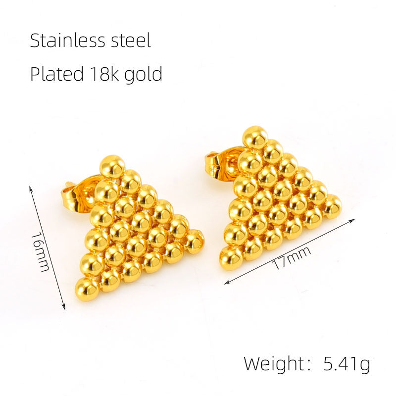 RSD Titanium steel round bead earrings female niche design stainless steel square love earrings triangle earrings