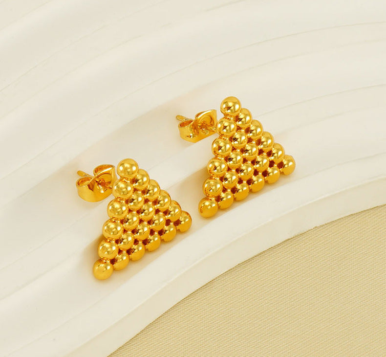RSD Titanium steel round bead earrings female niche design stainless steel square love earrings triangle earrings