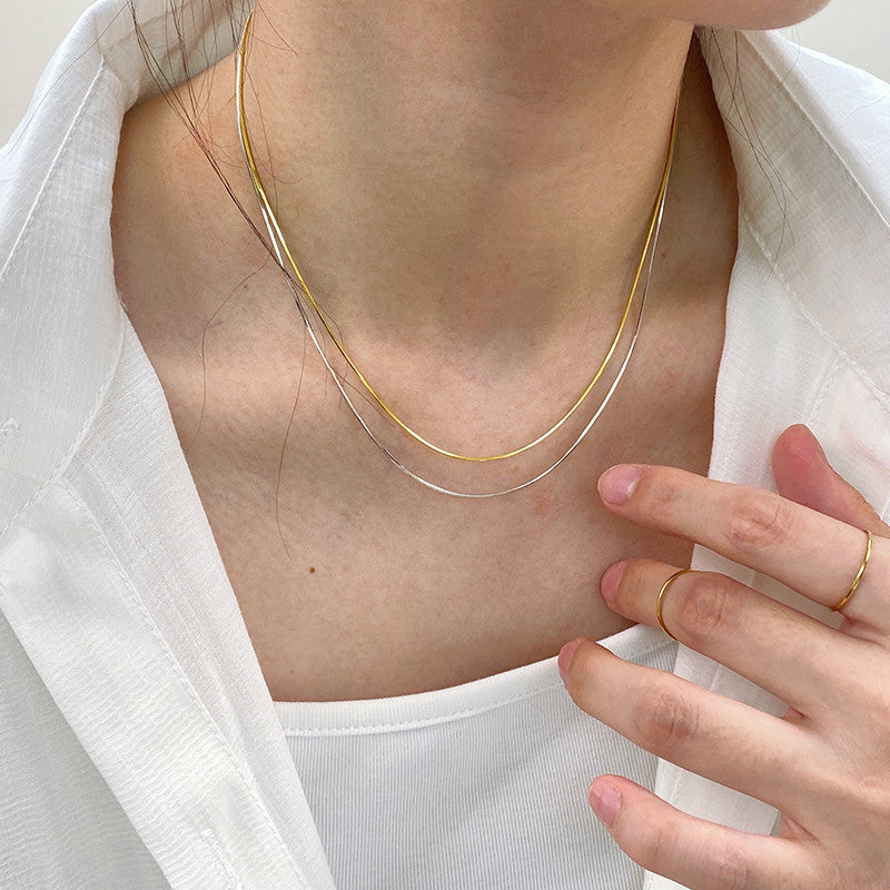RSD Luxury exquisite fashion gold titanium steel adjustable thin collarbone necklace for women