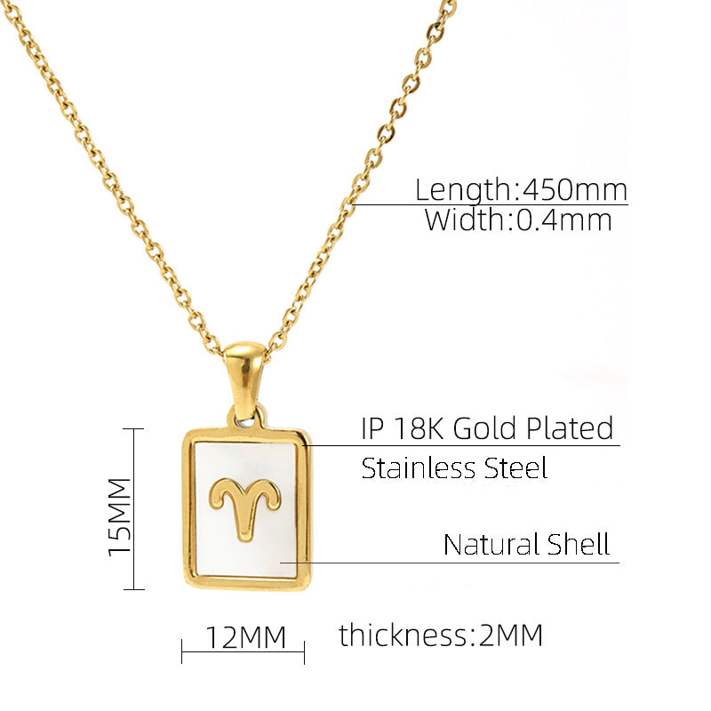 RSD 18K stainless steel simple titanium steel 12 constellations necklace shell constellation pendant jewelry female