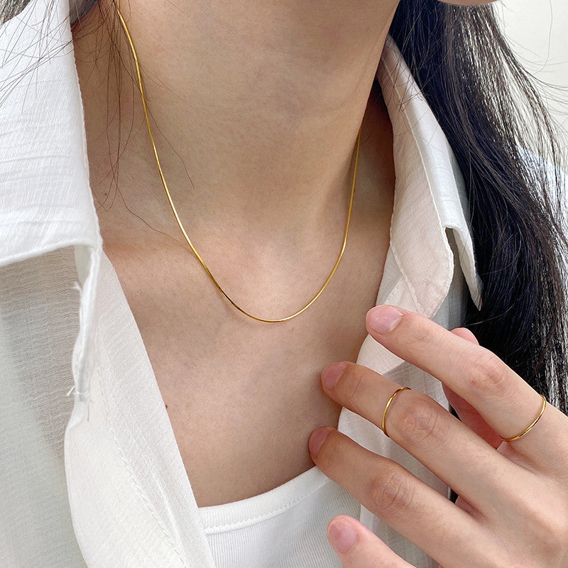RSD Luxury exquisite fashion gold titanium steel adjustable thin collarbone necklace for women