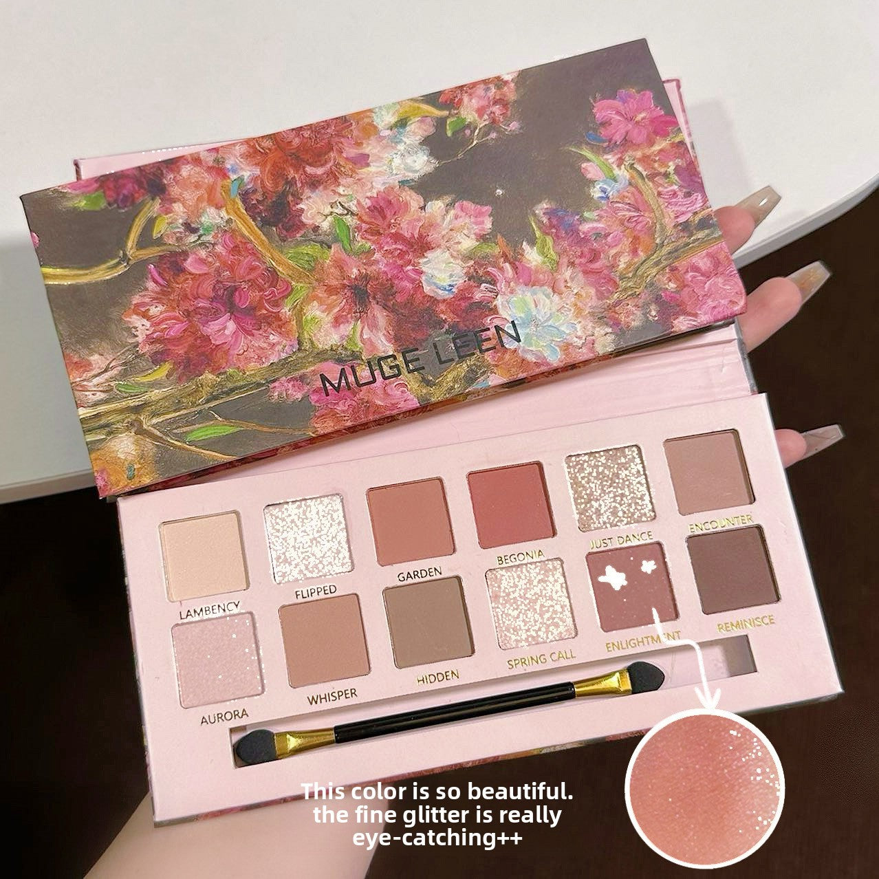 Factory Supply Direct Sales 12 Colors Begonia Flower Oil Painting Style Pink Brown Eyeshadow Plate