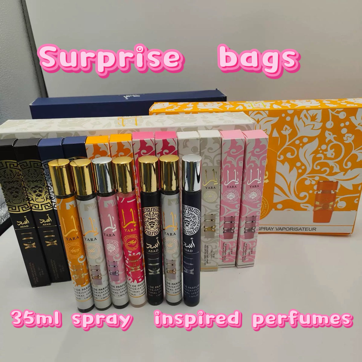 Surprise bags with 35ml version inspired perfume