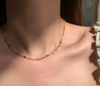 Colourful crystal beads new collarbone chain summer niche design sense simple choker necklace female