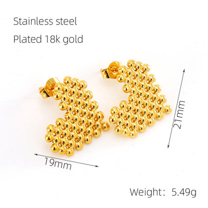 RSD Titanium steel round bead earrings female niche design stainless steel square love earrings triangle earrings