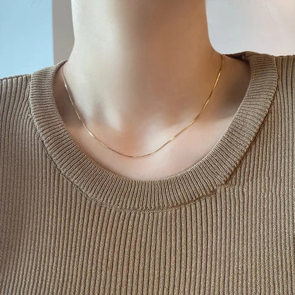 RSD Luxury exquisite fashion gold titanium steel adjustable thin collarbone necklace for women