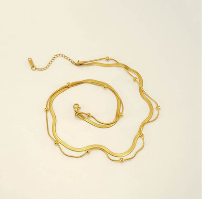 RSD Stainless Steel Double Layers Necklace Collarbone Chain Personalized Design necklace