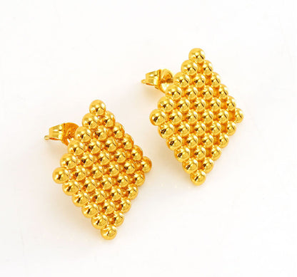 RSD Titanium steel round bead earrings female niche design stainless steel square love earrings triangle earrings