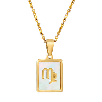 RSD 18K stainless steel simple titanium steel 12 constellations necklace shell constellation pendant jewelry female