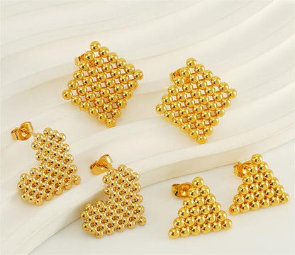 RSD Titanium steel round bead earrings female niche design stainless steel square love earrings triangle earrings
