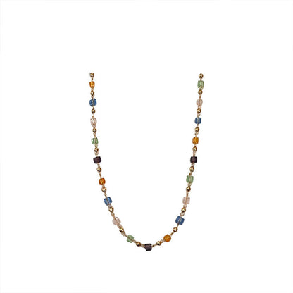 Colourful crystal beads new collarbone chain summer niche design sense simple choker necklace female