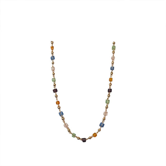 Colourful crystal beads new collarbone chain summer niche design sense simple choker necklace female