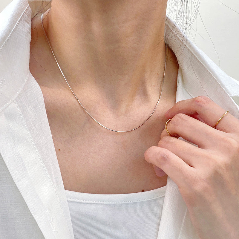 RSD Luxury exquisite fashion gold titanium steel adjustable thin collarbone necklace for women