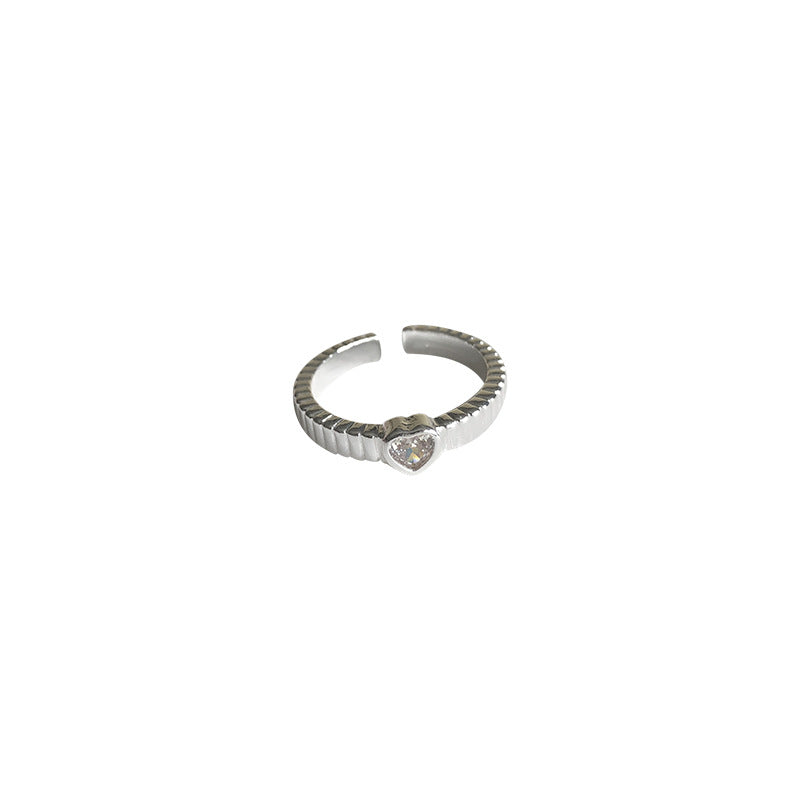 RSD 3pcs Matte metal zirconia love heart open ring female niche design sense of personality simple versatile ring female