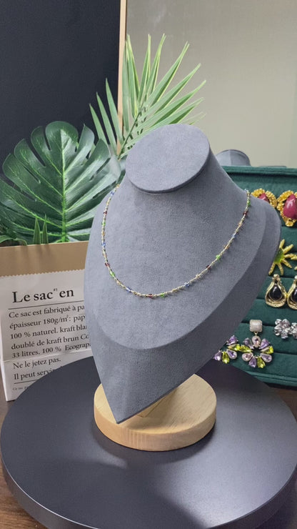 Colourful crystal beads new collarbone chain summer niche design sense simple choker necklace female